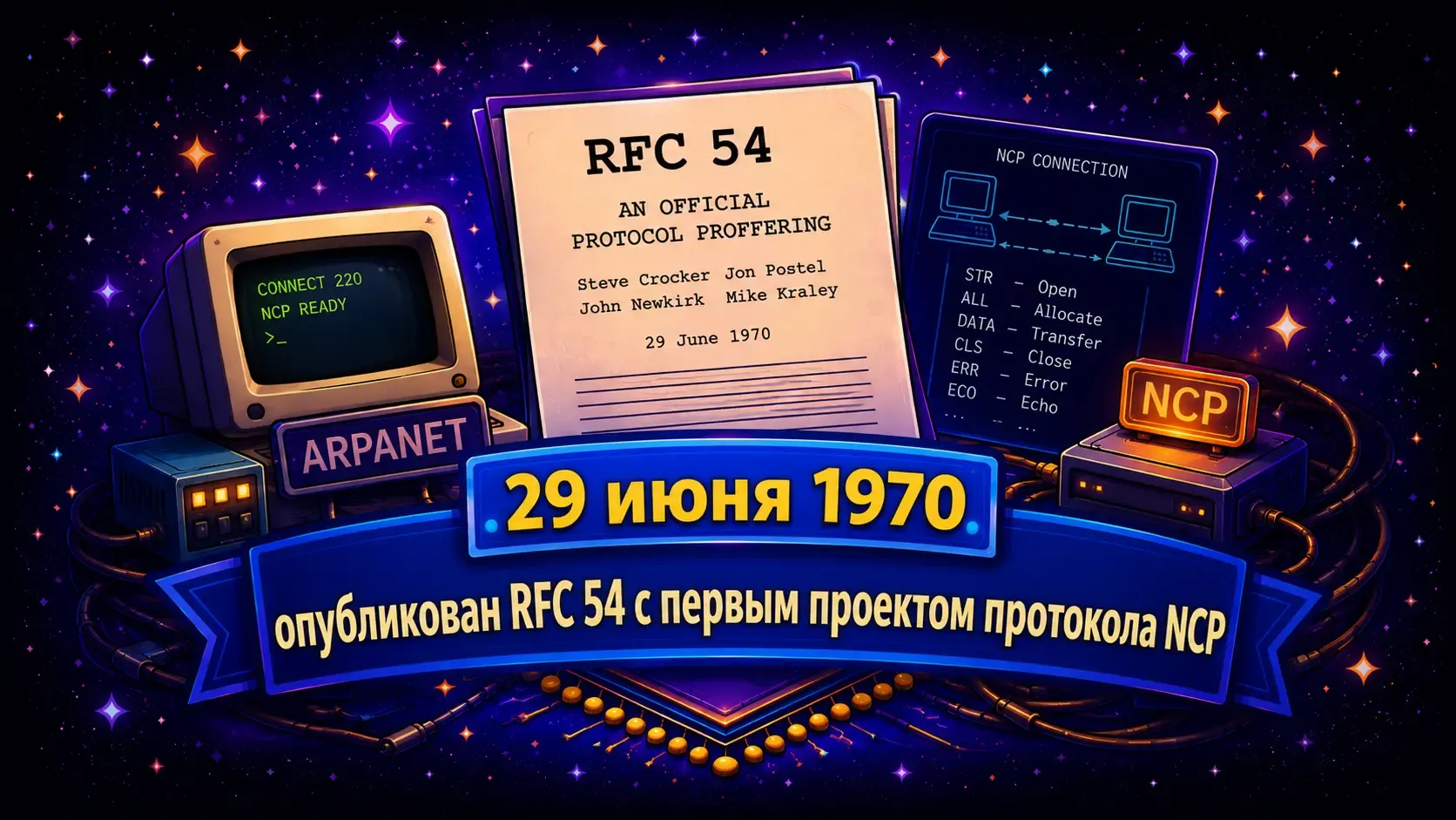 RFC 54: Первый шаг к открытому развитию интернет-стандартов