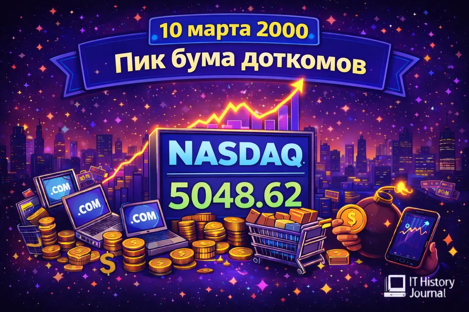 10 марта 2000 — Пик пузыря доткомов